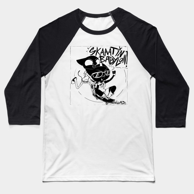 Skate Babylon Baseball T-Shirt by CombTheCombel